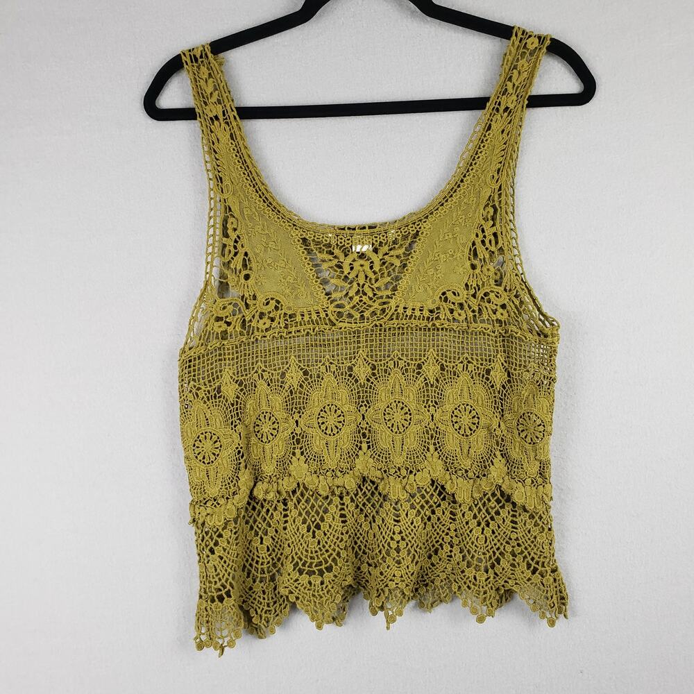 Forever 21 Size S Tiered Lace Tank Top Green Victorian Mythical Forest Nymph - Picture 2 of 6